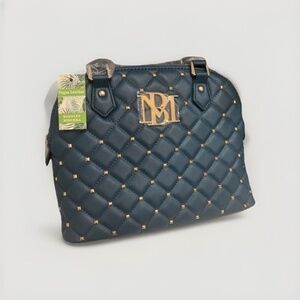 Badgley Mischka Dome Diamond Quilted Satchel With Crossbody Strap